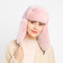 Load image into Gallery viewer, Women's Fur Trapper Hat with Sheepskin Earflap Warm in winter 22616