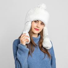 Load image into Gallery viewer, Women's Fur Trapper Hat with Sheepskin Earflap Warm Bomber Hat Winter hat 22615