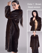 Load image into Gallery viewer, Women's Natural Mink Fur Coat Women Hood Full Winter Coat Women Dress
