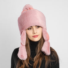 Load image into Gallery viewer, Women's Fur Trapper Hat with Sheepskin Earflap Warm Bomber Hat Winter hat 22615