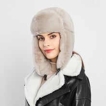 Load image into Gallery viewer, Women's Fur Trapper Hat with Sheepskin Earflap Warm in winter 22616