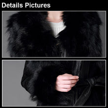 Load image into Gallery viewer, Women's Genuine Leather Fur Coat Women Fox Fur Collar  13055