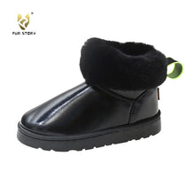 Load image into Gallery viewer, FUR STORY Fashion Pu Leather Keep Warm Thickened Winter Booties For Women 22S28