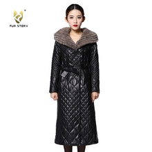 Load image into Gallery viewer, FUR STORY Winter Women's Real Sheep Leather Coat Natural Mink Fur Long Jacket 151244