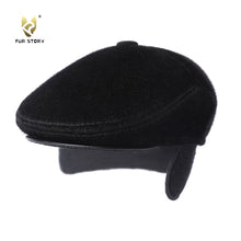 Load image into Gallery viewer, FUR STORY Faux Fur Men Hat Fuzzy Newsboy Cap Gatsby with Earflaps Flat Hat Winter Scally Ivy Cabbie Hats for Men 21620