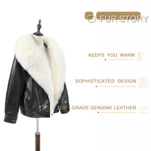 Load image into Gallery viewer, Genuine sheep leather coat winter women fur coat fox fur collar and placket 22195