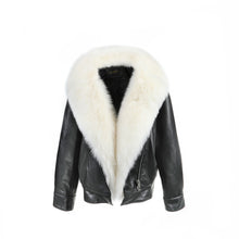 Load image into Gallery viewer, Genuine sheep leather coat winter women fur coat fox fur collar and placket 22195