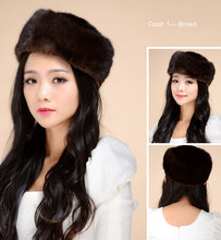 Load image into Gallery viewer, Women&#39;s Winter Hat Real Whole Mink Fur Hat Ladies&#39; Pillbox Seal Hat 13614