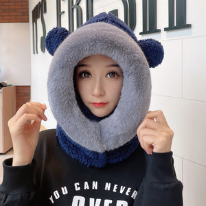 Winter acrylic fibres Hood Ski Mask for Women Thermal Face Cover Hat 22632
