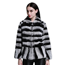 Load image into Gallery viewer, Winter jacket Women Real Fur Coats Big Turn Down Collar Rabbit  Chinchilla Color 15191