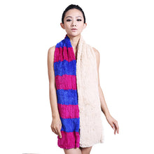 Load image into Gallery viewer, Real Knitted REX Rabbit Fur Scarf Beautiful Long Wrap Cape Shawl Neck Warmer Patches Color Top Quality FS14513