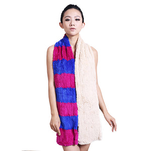 Real Knitted REX Rabbit Fur Scarf Beautiful Long Wrap Cape Shawl Neck Warmer Patches Color Top Quality FS14513