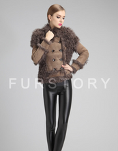 Load image into Gallery viewer, Natural Sheep Fur Coat Double Faced Overcoat Lamb Leather with Fur Women Dress