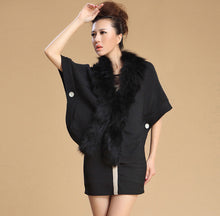 Load image into Gallery viewer, UE FS13701 Cashmere shawl poncho for women winter real fox fur collar