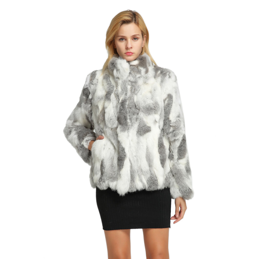 Buy Rabbit Fur Jacket With Fox Fur Details in White Color Online in India -  Etsy