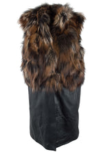 Load image into Gallery viewer, UE FS18228 Real Raccoon fox Fur vest with Genuine lamb Leather Removable skirt for Women