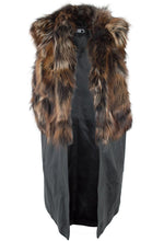 Load image into Gallery viewer, UE FS18228 Real Raccoon fox Fur vest with Genuine lamb Leather Removable skirt for Women