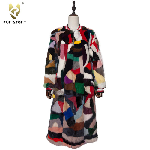 Women's Genuine Mink Fur Coat Women Warm Double-wear Fur Story FS17171