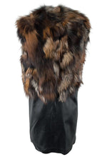 Load image into Gallery viewer, UE FS18228 Real Raccoon fox Fur vest with Genuine lamb Leather Removable skirt for Women