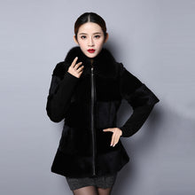 Load image into Gallery viewer, Real Rabbit fur coat jacket for women winter Fox fur collar 151242