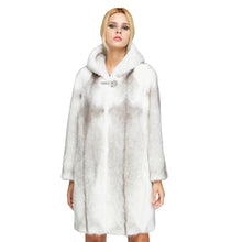Load image into Gallery viewer, Fur Story FS18120 Women&#39;s Genuine Mink Fur Long Coat with Fur Hood Winter Warm Jacket