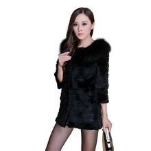 Load image into Gallery viewer, Real Rabbit fur Coat for women real fox fur shoulder decoration FS13072