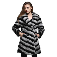Load image into Gallery viewer, Women&#39;s Genuine Rabbit Fur Coat Chinchilla Color Long Sleeve Fur Coat 16127