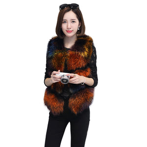 Real Raccoon fur Vest for Women Colorful 16282