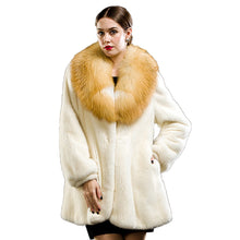 Load image into Gallery viewer, Women&#39;s Genuine Mink Fur Coat Women with Big Fox Fur Collar Women Jacket 16052