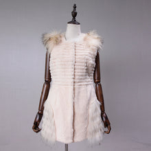 Load image into Gallery viewer, UE 20 FS17209 Real Rabbit fur vest with the raccoon fur shoulder pocket decoration