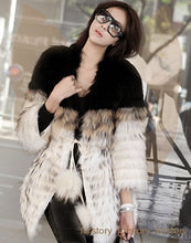 Load image into Gallery viewer, Real Raccoon fur stripes Coat jacket for women with Pom Pom Decoration 161124