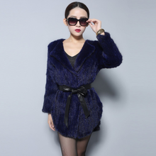 Load image into Gallery viewer, Natural Mink Fur Knitting Coat  Jacket Overcoat Long Length Version Outerwear Full Sleeve