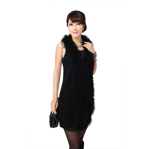 Natural Mongolia Lamb Fur Vest Wool Vest Jacket Coat Commuter Style Big Lamb Fur