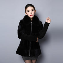 Load image into Gallery viewer, Real Rabbit fur coat jacket for women winter Fox fur collar 151242