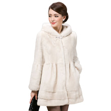 Load image into Gallery viewer, Women&#39;s Coats Real Mink Fur Coat Hoodie Slim Waist Style 16054