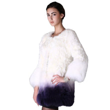 Load image into Gallery viewer, Real Lamb Fur Coat with Fox Fur Hem Jacket Overcoat Womens&#39; Dress Garment Gilet Fur Story FS13037