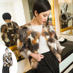 Real fox fur coat jacket for women winter thick fox fur 16169