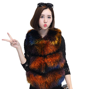 Real Raccoon fur Vest for Women Colorful 16282