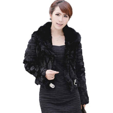 Load image into Gallery viewer, Genuine Fur Coat Real Rabbit Fur Coat with Fox Fur Collar Overcoat Jacket Ladies&#39; Garment Elegant 6 Colors FS010133