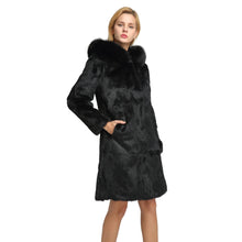 Load image into Gallery viewer, Ladies Winter Rabbit Belt Fox Fur Decorative Cover Warm Jacket 151254