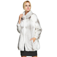 Load image into Gallery viewer, Fur Story FS18119 Women&#39;s Genuine Mink Fur Coat Stand-up Collar Overcoat