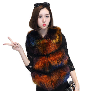 Real Raccoon fur Vest for Women Colorful 16282