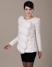 Load image into Gallery viewer, Genuine Leather Coat Down Jacket Real Fox Fur Jacket Winter Overcoat 14130