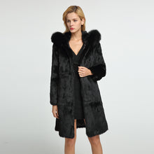 Load image into Gallery viewer, Ladies Winter Rabbit Belt Fox Fur Decorative Cover Warm Jacket 151254