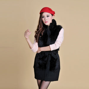 Natural Rabbit Fur Sweater Vest for Women Winter