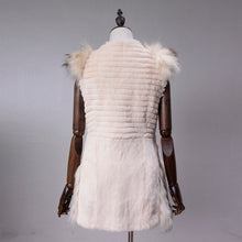 Load image into Gallery viewer, UE 20 FS17209 Real Rabbit fur vest with the raccoon fur shoulder pocket decoration