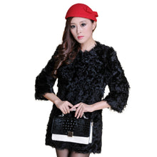 Load image into Gallery viewer, Real Lamb Fur Coat Overcoat Jacket  Long Version Ladies&#39; Top Garment Gilet Winter Dress White Fur Story FS13065