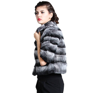 Women's Genuine Rabbit Fur Coat Women Half Sleeve Winter jacket 15193