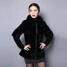 Load image into Gallery viewer, Real Rabbit fur coat jacket for women winter Fox fur collar 151242