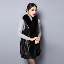 Load image into Gallery viewer, Genuine Leather Vest jacket for women winter real fox collar and placket UE 152117